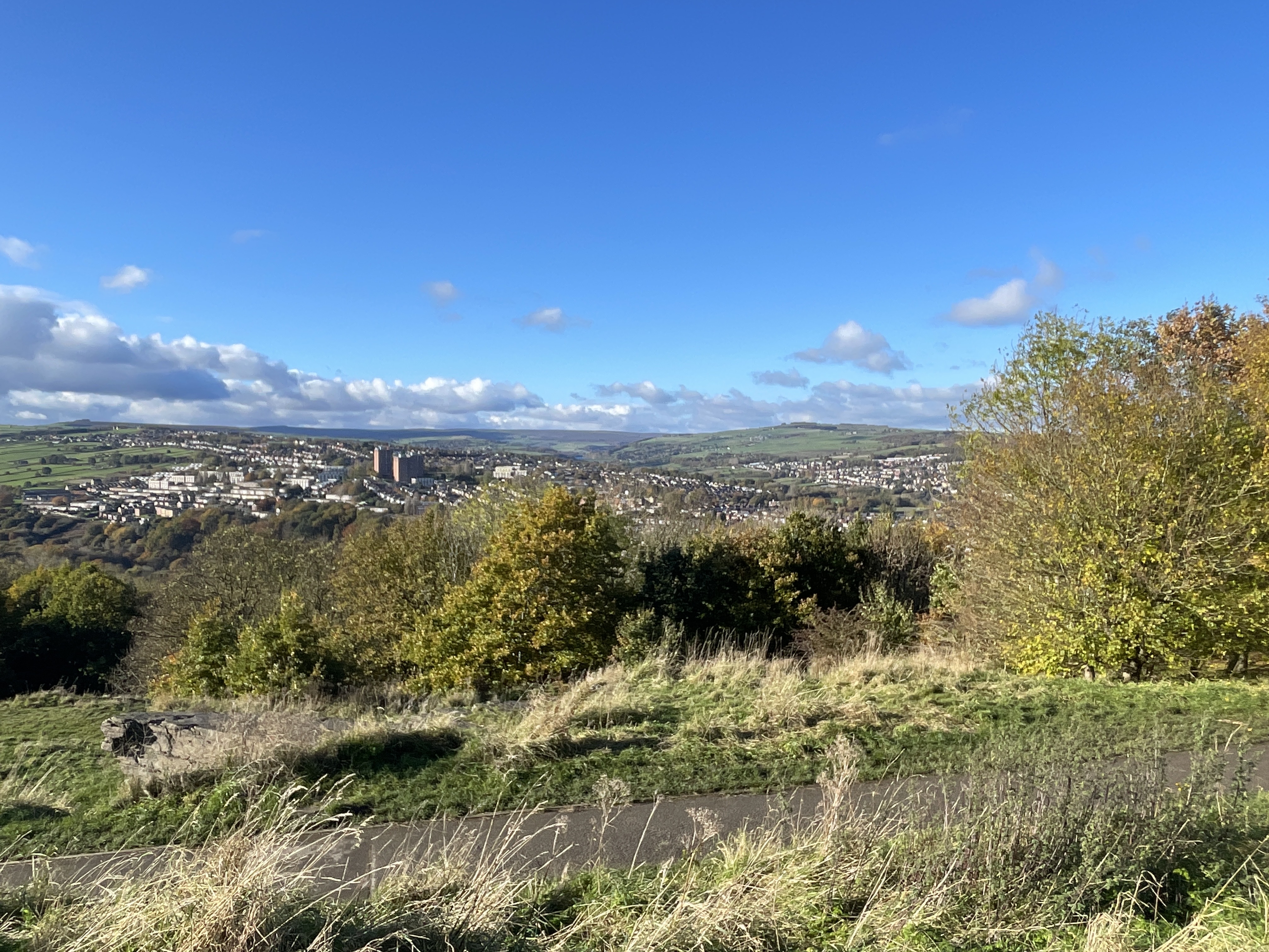 view of the neighborough of Stannington in Sheffield as seen from the bole hills park